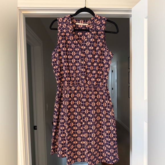 👗41 Hawthorn Navy and Peach Geometric Dress Size Medium - Picture 2 of 4